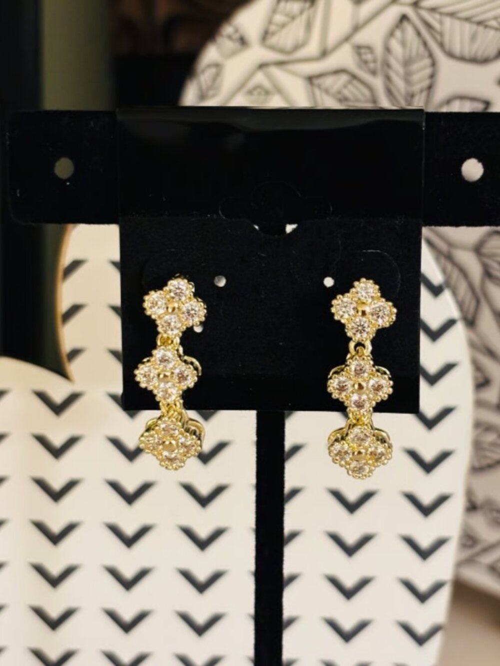 CZ Clover Earrings